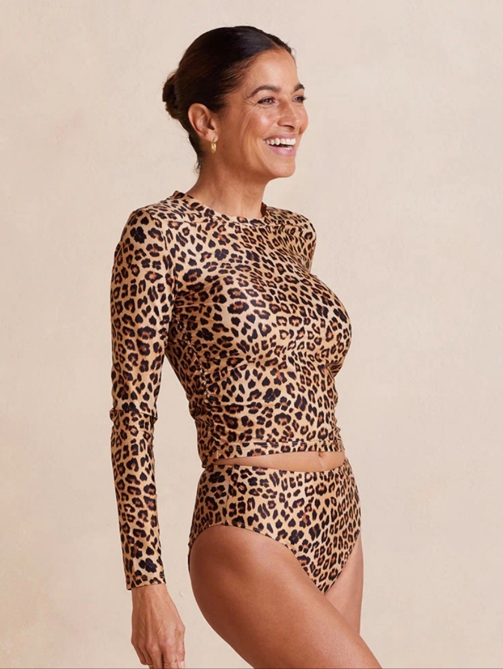 Summersalt Leopard Ruched Side Swim Top Size 8